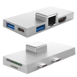 koncentrator USB-C 7w2 1000m Ethernet USB 3.0 Thunderbolt 3 HDtv SD TF dla Surface pro 9 8 X  aluminum