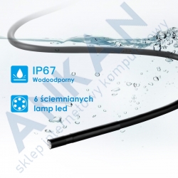 ENDOSKOP WIFI - KAMERA INSPEKCYJNA F220 5M 5.5MM HD 5.0MP LED wodoodporna sztywny kabel iOS