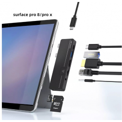 Adapter HUB 7w2  USB 3.1 TYPE-C RJ45 HDMI TF/SD  do Microsoft Surface Pro 9