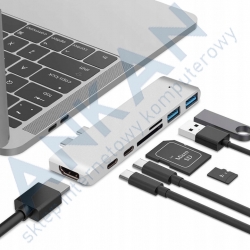 Adapter HUB 7w1 USB-C Dual Multimedia 4K dla Apple MacBook Air Pro