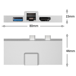 koncentrator USB-C 7w2 1000m Ethernet USB 3.0 Thunderbolt 3 HDtv SD TF dla Surface pro 9 8 X  aluminum